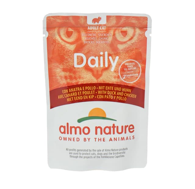 Almo Nature Daily Menu mushuklar uchun o‘rdak va tovuq go‘shtli, 70 g