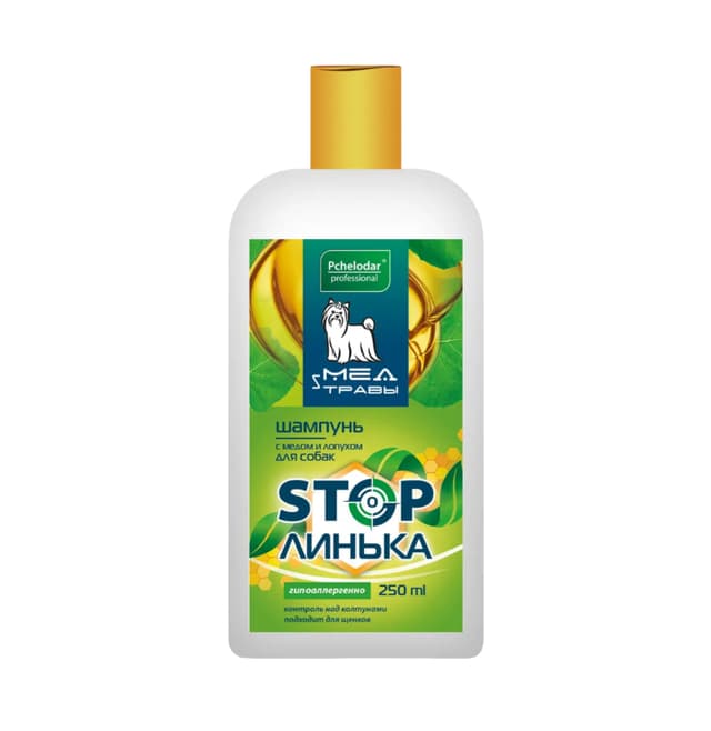PCHELODAR ITLAR UCHUN SHAMPUN 250ml "TO‘KILISHGA QARSHI" – Asal va burdock (qoqi) ildizi bilan 