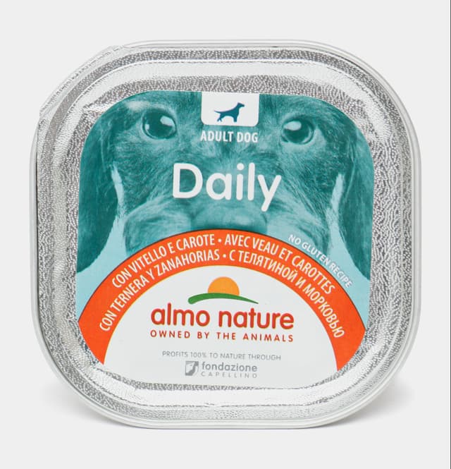 Almo Nature Daily kattalar itlar uchun sigir go‘shti (teletina) va sabzili jele shaklidagi ovqat, 100 g