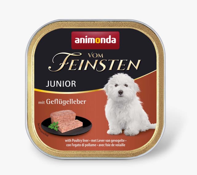 ANIMONDA DOG — kuchukchalar uchun nam oziq "Vom Feinsten Junior", parranda jigar bilan, lamister qadoqda, 150 g