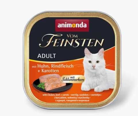 Vom Feinsten Cat Gourmet Centre Adult tovuq, mol go‘shti va sabzi bilan, 100 g