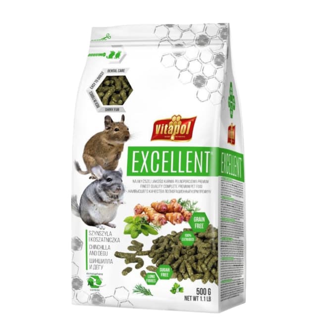 Vitapol "EXCELLENT" 500g shinchilla va degu kemiruvchilar uchun yem