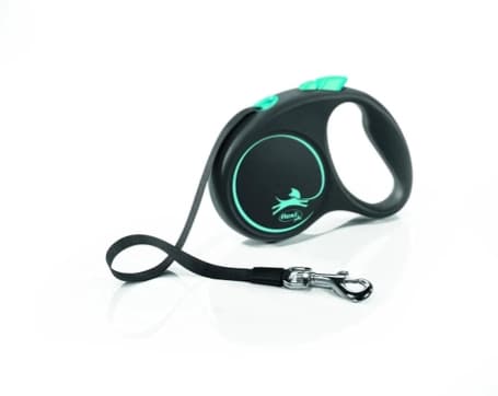Flexi Black Design L avtomatik lash — 5 metr lenta, 50 kg gacha itlar uchun
