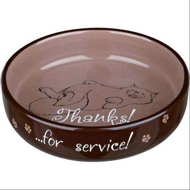 Trixie keramik idish — mushuklar uchun, “Thanks for” yozuvi va chizma bilan
