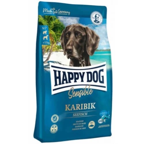 HAPPY DOG — katta yoshdagi itlar uchun quruq oziq, Sensible Karibik, dengiz baliqlari bilan