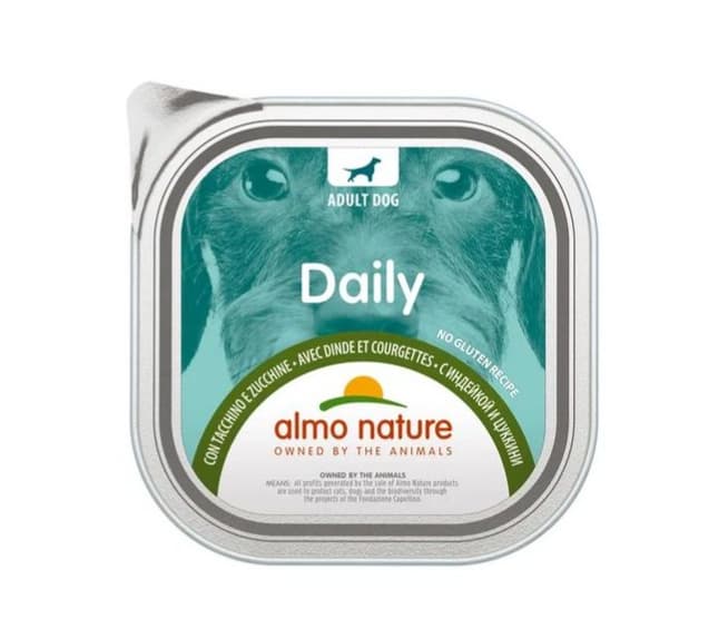 Almo Nature Daily kattalar itlar uchun kurka go‘shti va kabilali (zukkini) jele shaklidagi ovqat, 100 g