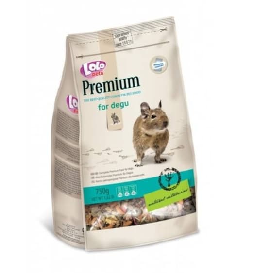 LOLO PET — degu kemiruvchilari uchun premium to‘liq quruq oziq, 750 g