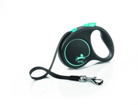 Flexi Black Design M avtomatik lash — 5 metr lenta, 25 kg gacha itlar uchun